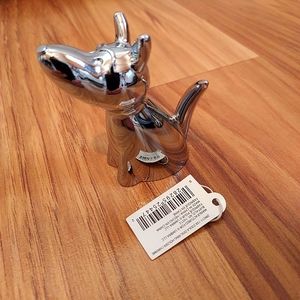 Zoola Dog Chrome Figurine Ring Holder Umbra Silver Mini
